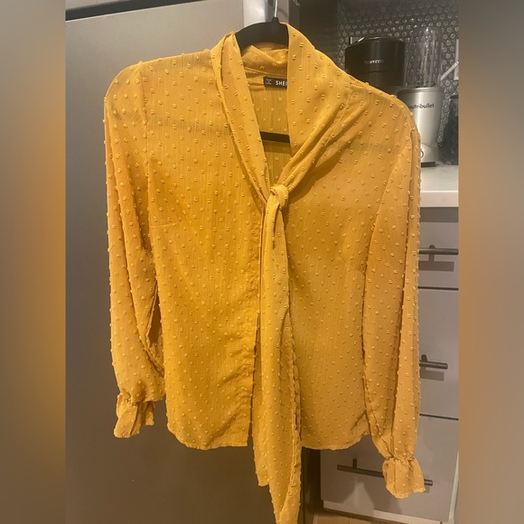 SHEIN Tops - Mustard button down with neck tie